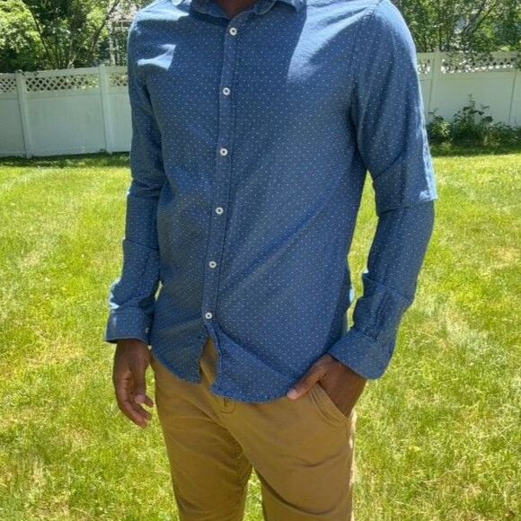 Denim & Flower Blue Button Up Long Sleeve Shirt size medium - Picture 5 of 5